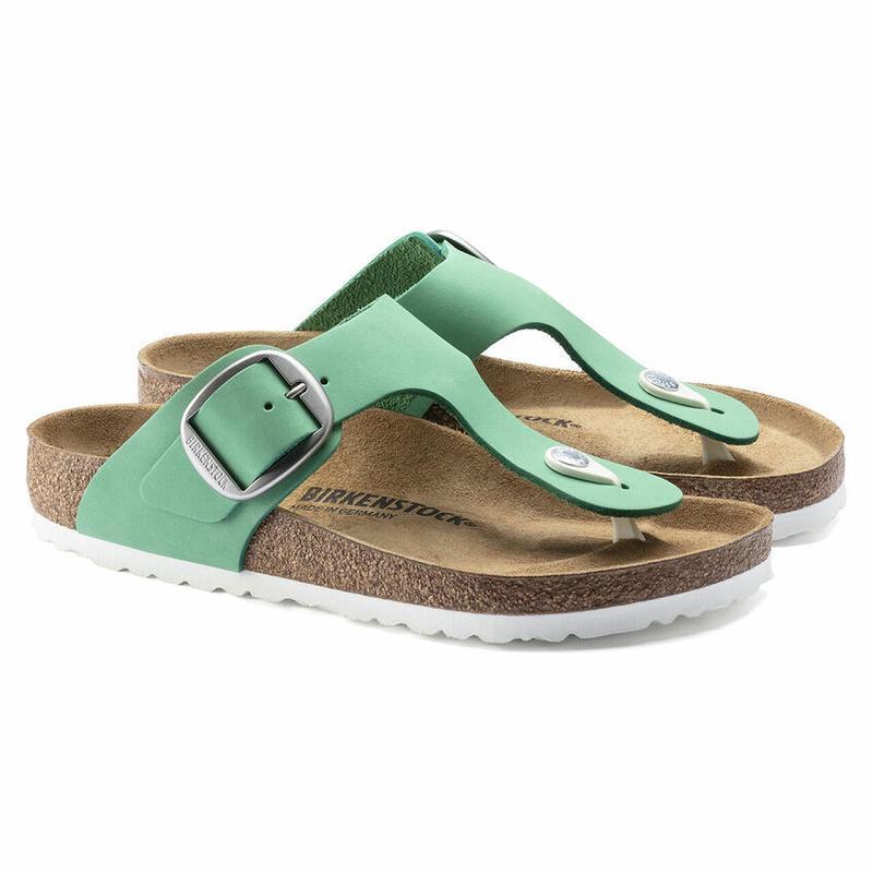 Birkenstock Big Přezkou Nubuck Læder Gizeh Dame Grøn | DK 420OKI